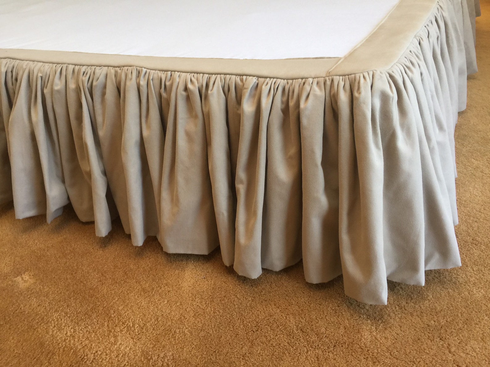 Shirred Bed Skirt in a Solid Taupe Cotton Fabric Etsy