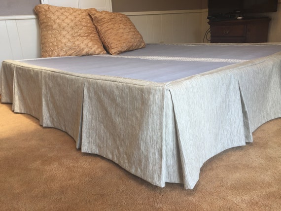 Easy Install Pleated Bed Skirt In A Sage Green Stria Design Bed Skirt In A Sage Green Stria Design