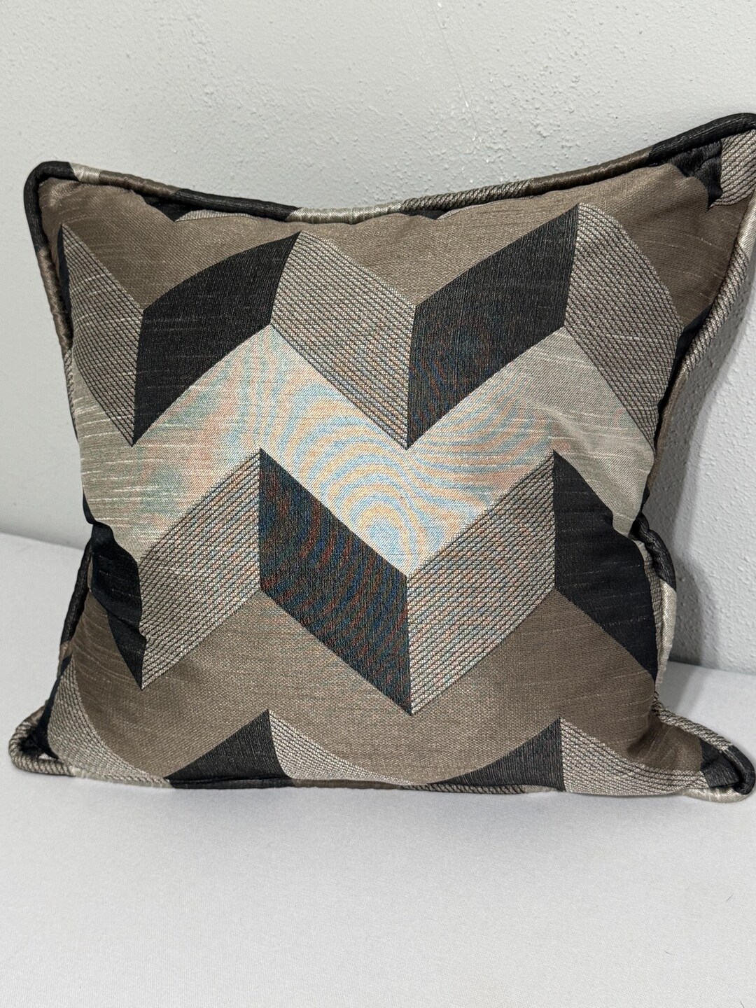 Dramatic Pillows Dramatic Designer Pillow Covers in Black, Taupe and Tans With a Chevron ...