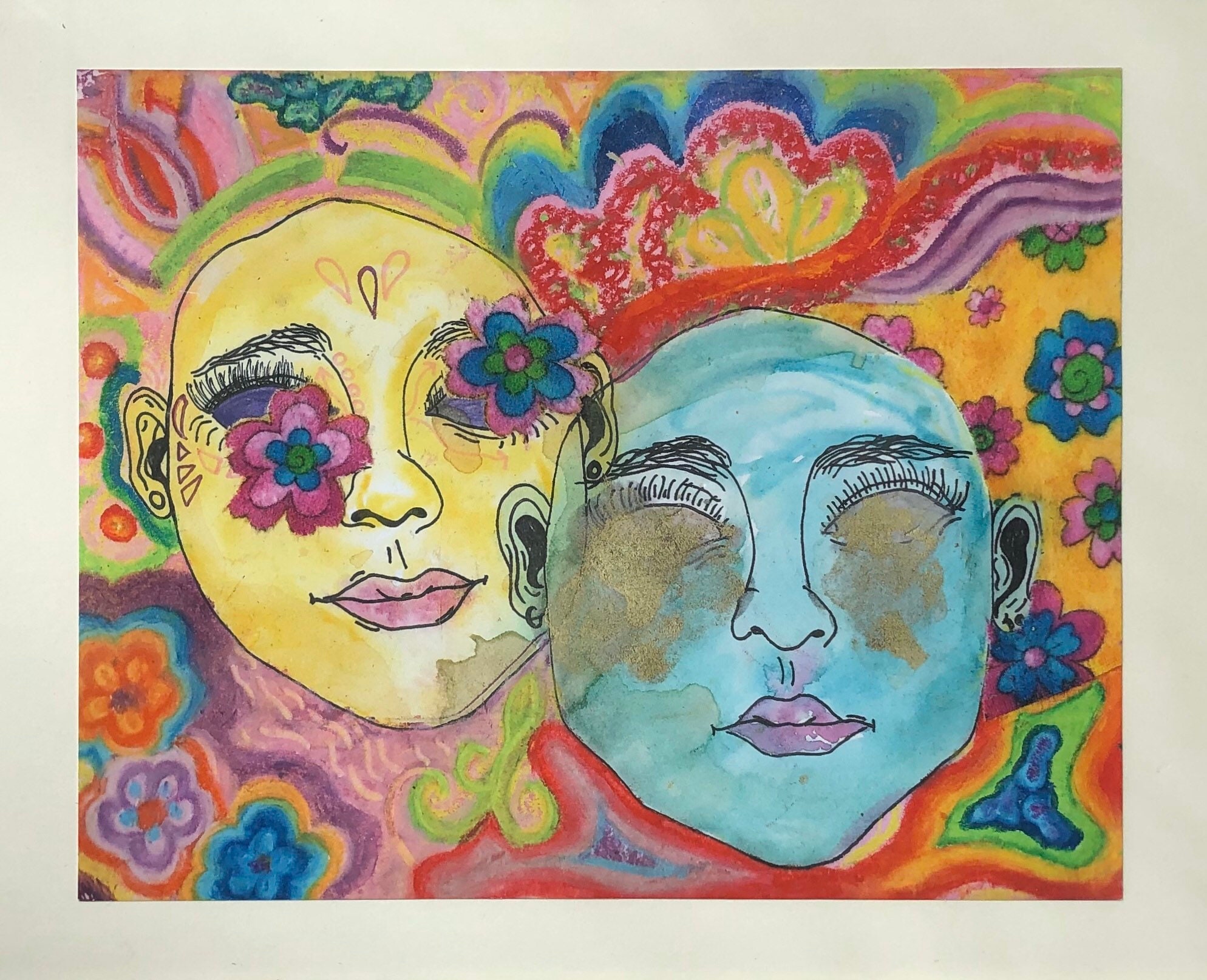 Two Faces Giclee Art Print - Etsy