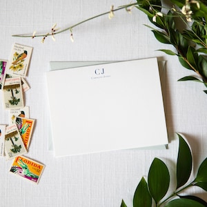 Simple Stationery, Stationery for Men, Custom Notecards, Initials Stationery, Set of Custom Cards, Watercolor Notecards