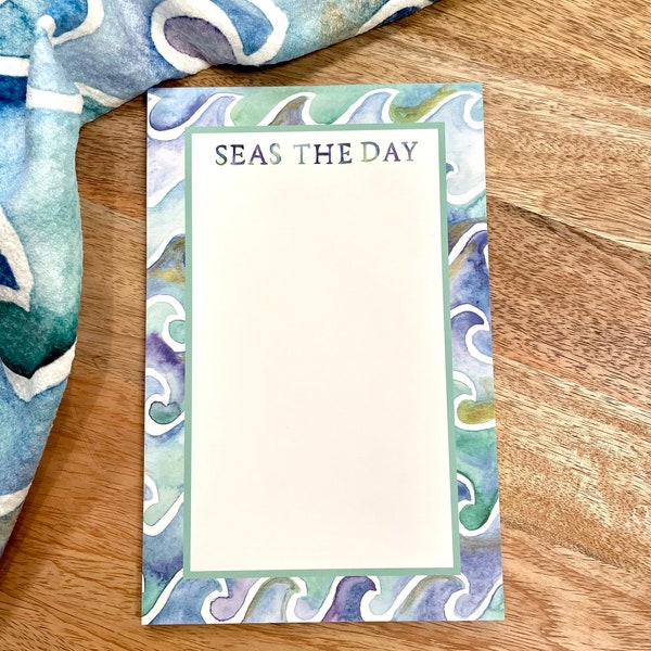 Seas the Day Notepad - 50 Sheets | Ocean Notepad | Beach Housewarming Gift | Summer Notepad | Unlined Punny Notepad