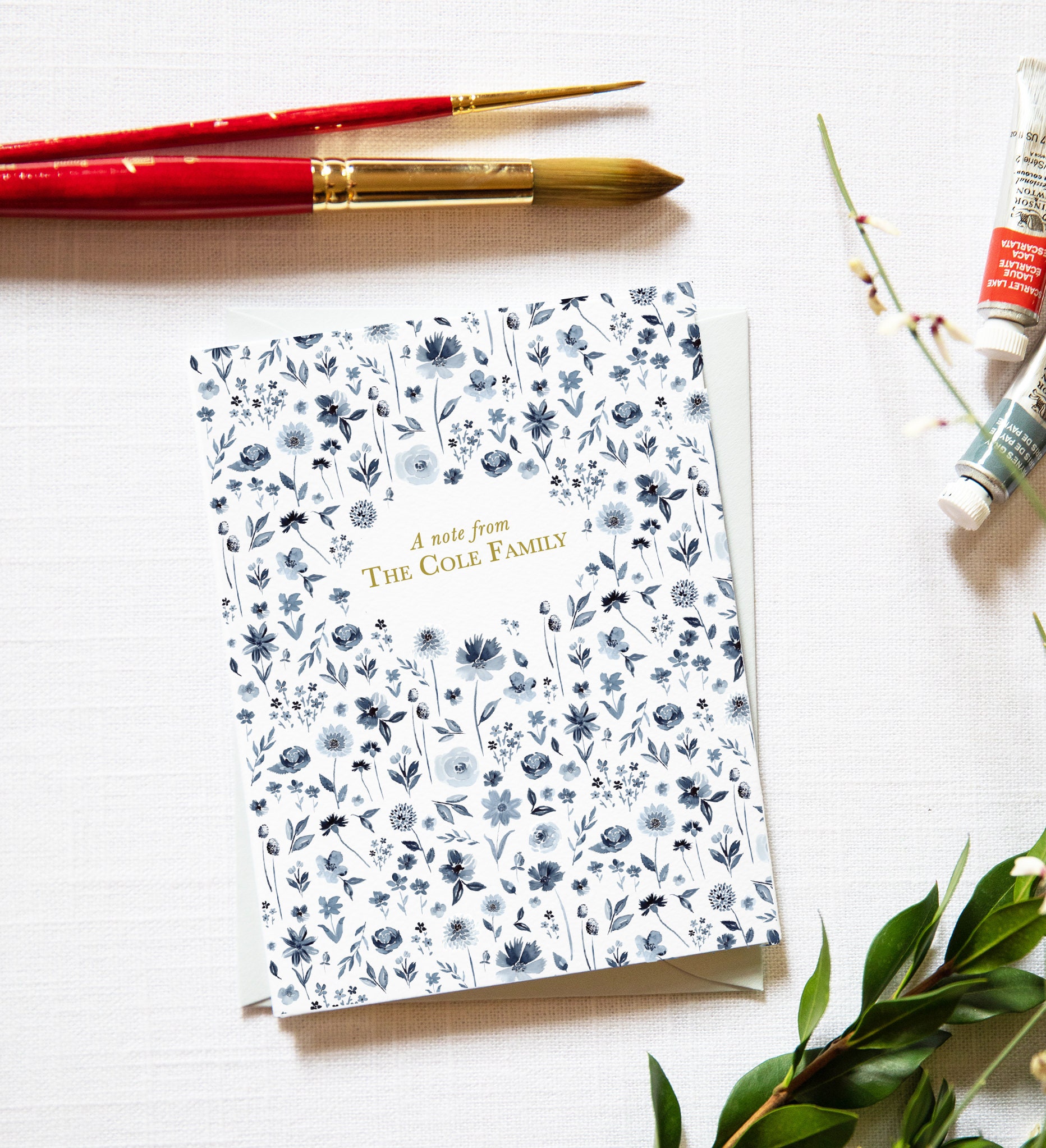  Watercolor Blue Floral Notepad Set, Floral Stationary