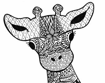 Giraffe Zentangle Doodle Print for Download