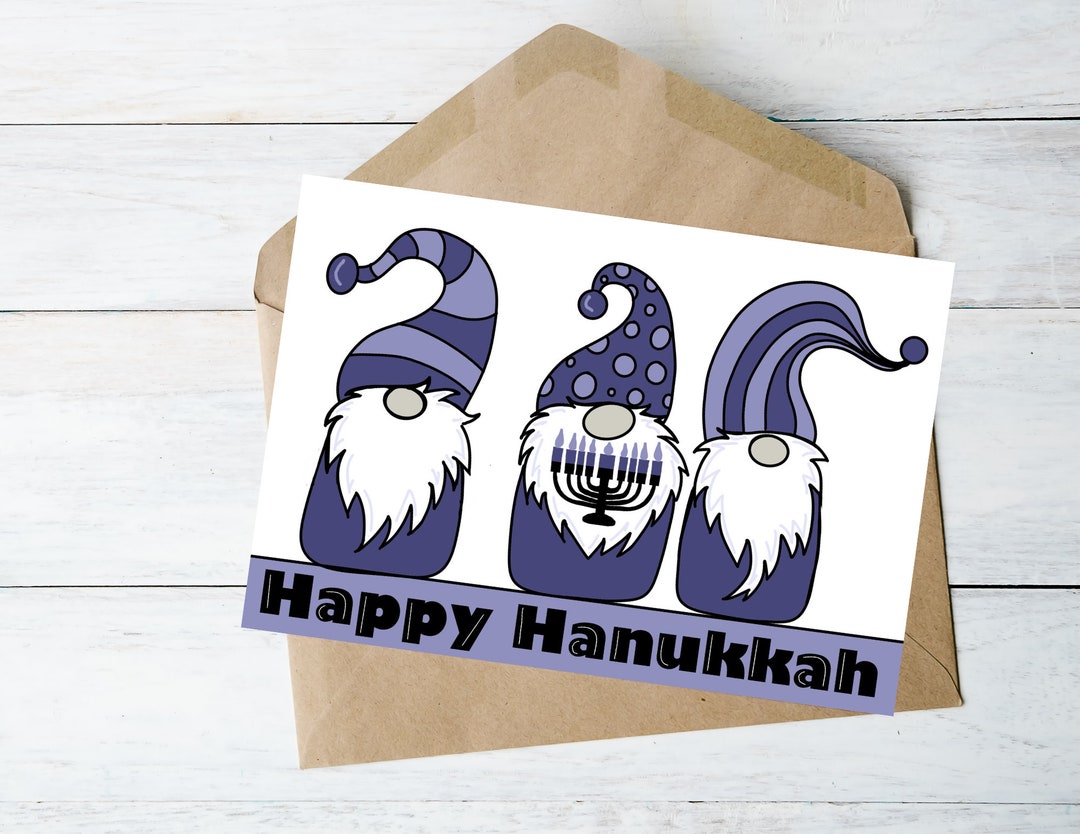 3 Hanukkah Gnomes With Menorah Instant Download and Printable Etsy Canada
