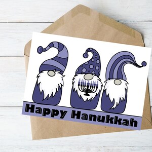 3 Gnomes de Hanoukka avec téléchargement instantané Menorah et cartes imprimables