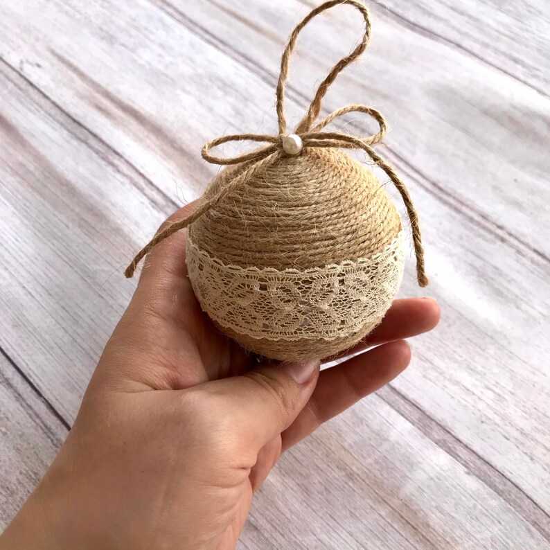 Set of 5 Twine Ornaments for Rustic Christmas Decor Country Etsy Canada