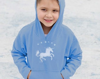 Kid's Hoodie Unicorn Sweatshirt Batik Shirt Fairycore Cottagecore Clothing Celestial Celtic Clothing Youth Hooded Sweatshirt