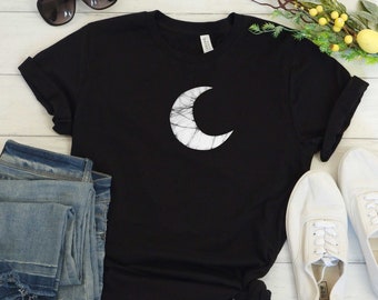 Batik Moon Shirt Moon Phases Celestial Witchy Shirt Indie Clothing Alt Clothing Moon T-Shirt Crescent Moon Batik Shirt