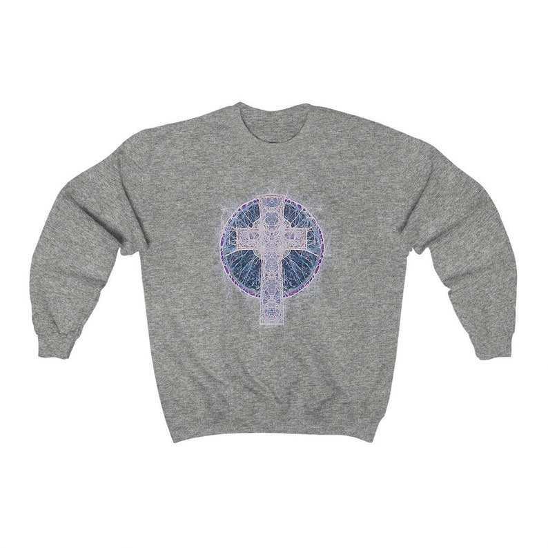 Celtic Cross Shirt Batik Shirt Cross Crewneck Sweatshirt Christian Shirt Grunge Distressed Cottagecore Clothing Aesthetic Clothing Fairycore image 8