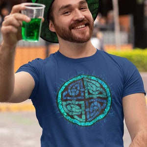 Celtic Knot Shirt Batik Short Sleeve T Shirt Ireland Scotland Boho Aesthetic Clothes Indie Clothes Aqua and Blue Celtic TShirt Lucky Alt image 1