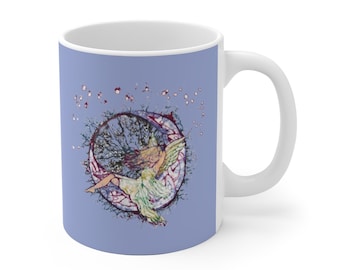 Fairy Mug Coffee Mug Tea Mug Gift Fairy Moon Purple Fairycore Batik Design