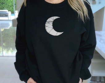 Batik Moon Sweatshirt Moon Phases Shirt Celestial Witchy Indie Clothing Alt Clothing Crescent Moon Cottagecore Clothing Fairycore Crewneck