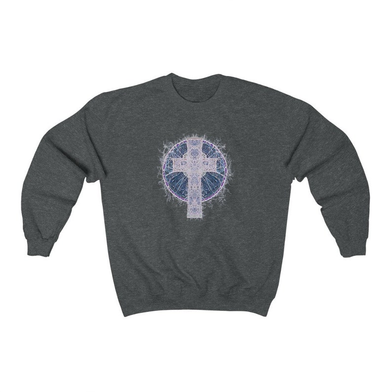 Celtic Cross Shirt Batik Shirt Cross Crewneck Sweatshirt Christian Shirt Grunge Distressed Cottagecore Clothing Aesthetic Clothing Fairycore image 5