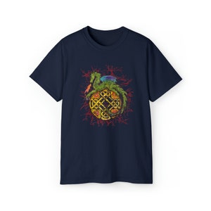 Dragon on Celtic Knot Batik T-Shirt Irish Scotland Mystical Fantasy Alt image 5