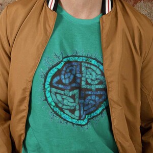 Celtic Knot Shirt Batik Short Sleeve T Shirt Ireland Scotland Boho Aesthetic Clothes Indie Clothes Aqua and Blue Celtic TShirt Lucky Alt image 7