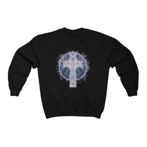 Celtic Cross Shirt Batik Shirt Cross Crewneck Sweatshirt Christian Shirt Grunge Distressed Cottagecore Clothing Aesthetic Clothing Fairycore image 4