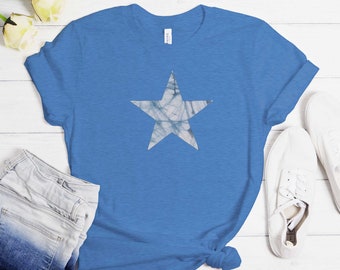 Batik Star Shirt T-Shirt Alt Clothing Boho Clothes Hippie Grunge Celestial Fairycore Witchy Clothes Big Star