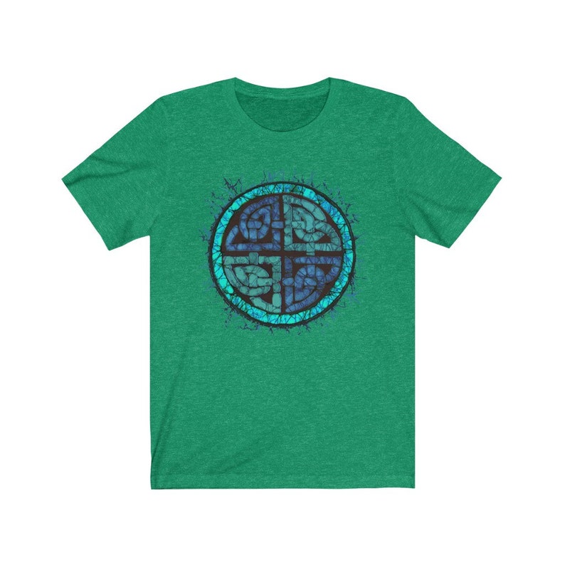 Celtic Knot Shirt Batik Short Sleeve T Shirt Ireland Scotland Boho Aesthetic Clothes Indie Clothes Aqua and Blue Celtic TShirt Lucky Alt image 5