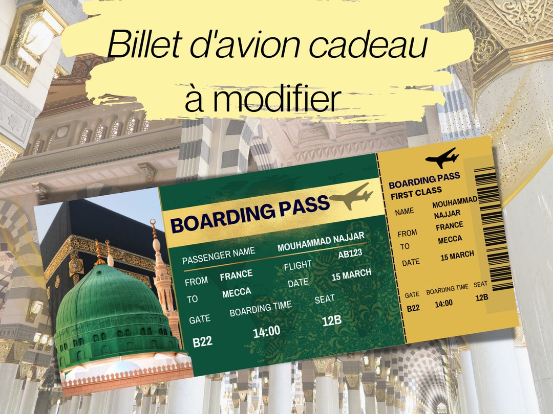 Changeable Plane Ticket, Hajj Gift, Muslim Gift, Omra Gift, Surprise