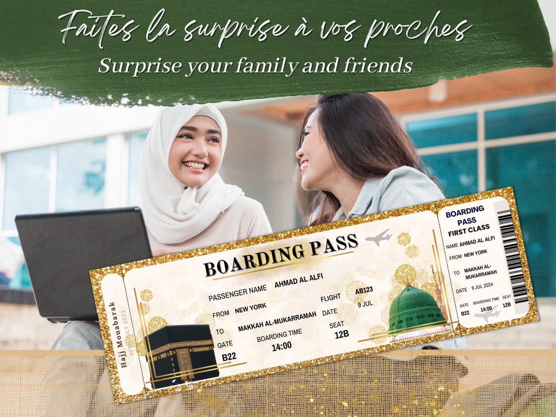 Billet avion hajj , billet avion omra, cadeau hajj, cadeau musulman
