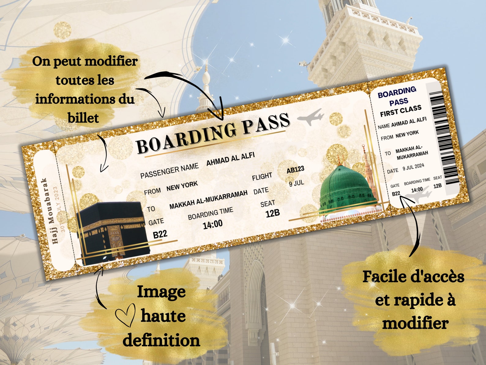 Hajj Plane Ticket, Umrah Plane Ticket, Hajj Gift, Muslim Gift, Airplane Ticket Mecca, Umrah Gift