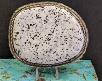 White Buffalo Turquoise Sterling Silver Oversized Belt Buckle