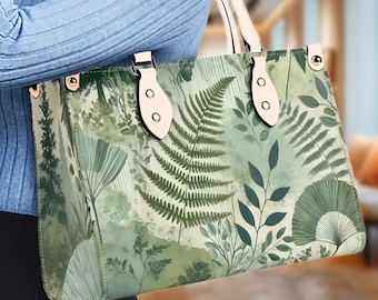 Borsa a mano verde salvia Forest Borsa a mano in pelle vegana Cottagecore per gli amanti della natura Borsa a tracolla estetica Regalo unico per lei