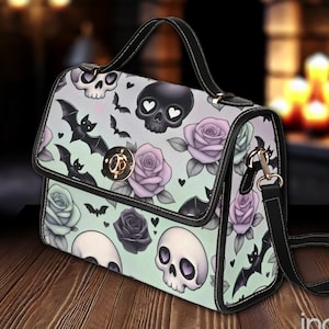 Kawaii Gothic Purse Handbag, Goth Pastel Canvas Purse, Goth Kawaii Pastel Bag Alternative Fashion of  Kawaii Scull Shoulder Bag, Gothic Gift