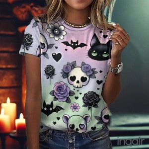 Pastel Kawaii Goth Shirt, Spooky Tee, Goth Kawaii Cute Tshirt, Pastel Goth Gift, Kawaii-Goth Pastel Goth, Cute Witchy T-shirt, Cotton Tee
