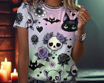 Maglietta goth kawaii pastello, maglietta spettrale, maglietta carina goth kawaii, regalo goth pastello, goth pastello kawaii, maglietta strega carina, maglietta di cotone
