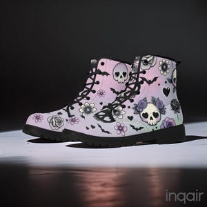 Kawaii gotische laarzen voor vrouwen, pastel goth laarzen, pastel kunstleer goth laarzen, cadeau voor goth meisje, kawaii goth laarzen voor gothic meisje