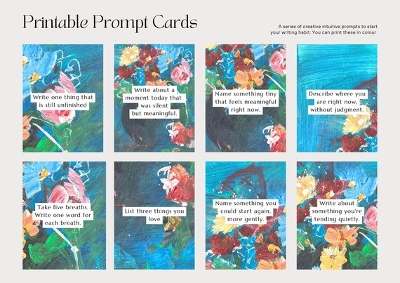 Printable Journaling Prompt Cards: Mindfulness & Reflection (8-Card Set) (PDF)