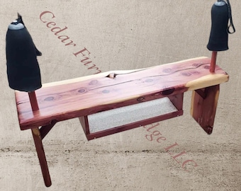 Rustic Red Cedar Bench with Amputee Liner Stands