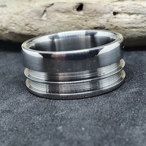 Custom made Damascus and titanium ring blanks. Stainless Steel Damascus ring blanks.