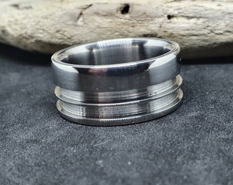 Custom made Damascus and titanium ring blanks. Stainless Steel Damascus ring blanks.