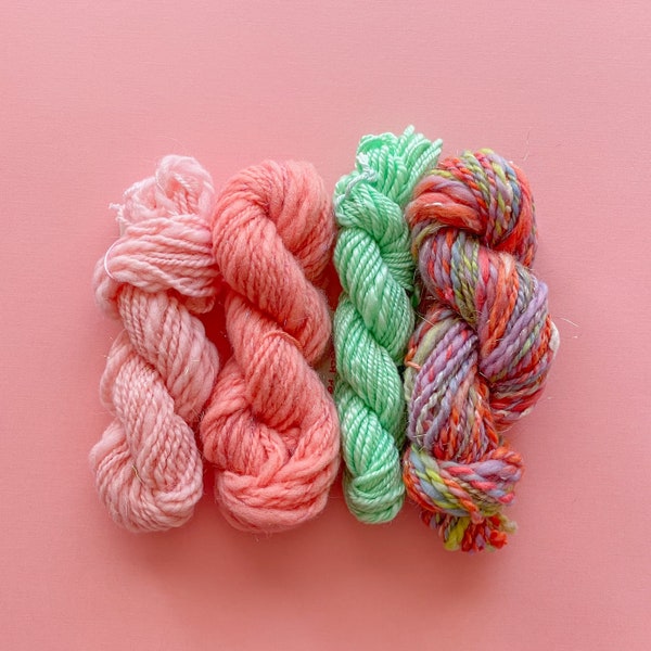 HANDSPUN MINIS | Mini Skein of Handspun Yarn | Pink Mint or Rainbow Glitter Yarn | Merino Wool | Listing for a SINGLE Mini Skein | Knitting