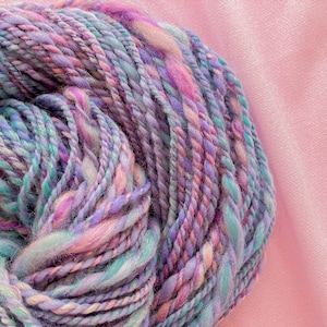 FAIRYTALE BLUE | Sparkly Handspun Yarn | Blue & Purple Aran Yarn | Merino Wool | 2 Ply Glitter Yarn for Crochet and Knitting | 2.6oz
