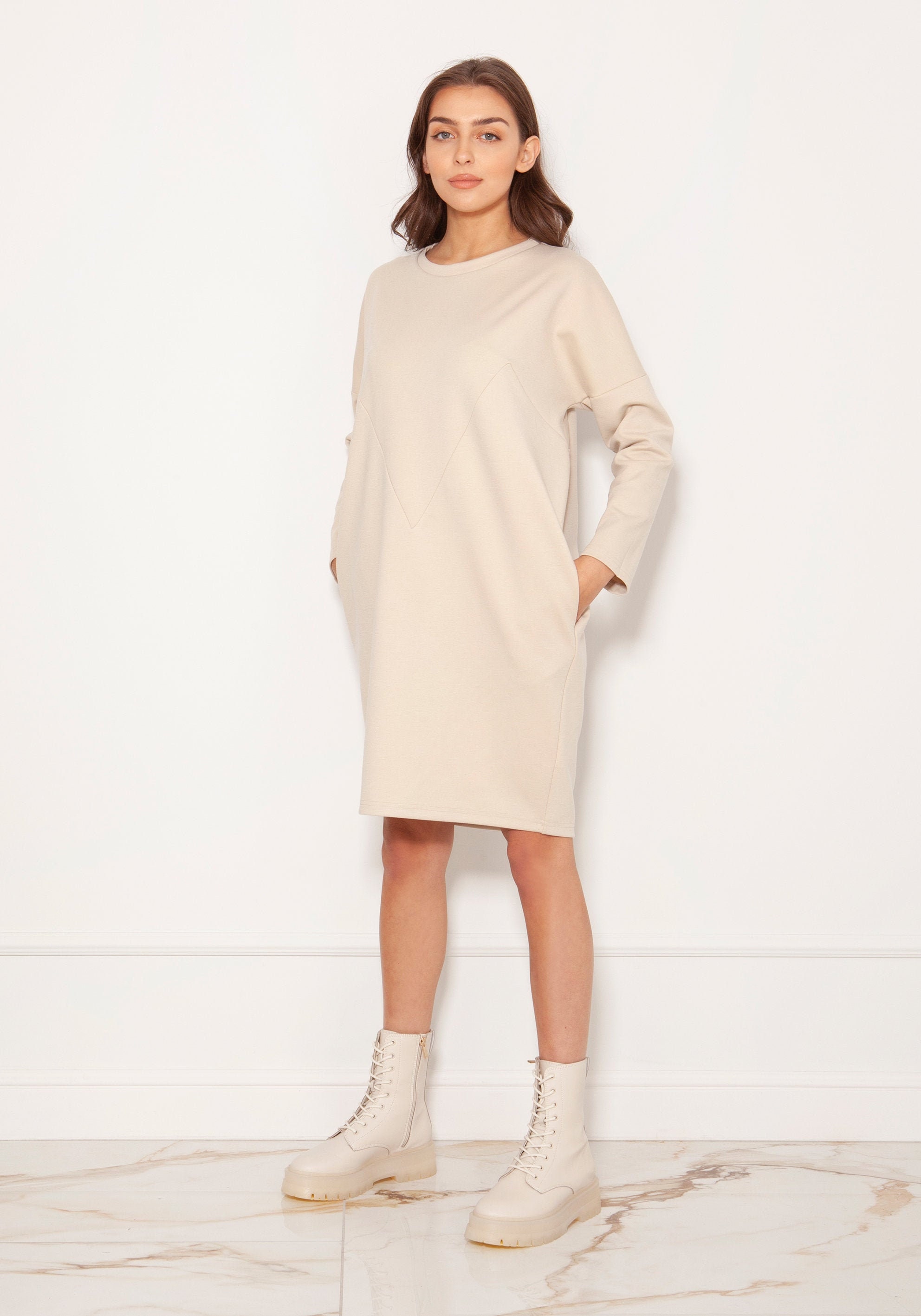 beige sweatshirt dress