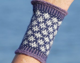 STELLA Pulse Warmer Cuffs Alpaga tricoté à la main foire Isle perles norvégien motif hiver tendance mode mode bleu violet