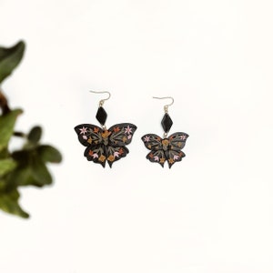 Butterfly Earrings | MINI Folk Flower Butterflies | Nickel Free Hypoallergenic | Polymer Clay Earrings