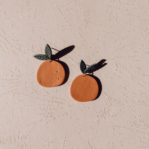 Orange Earrings Handmade Polymer Clay Earrings Nickel Free Etsy