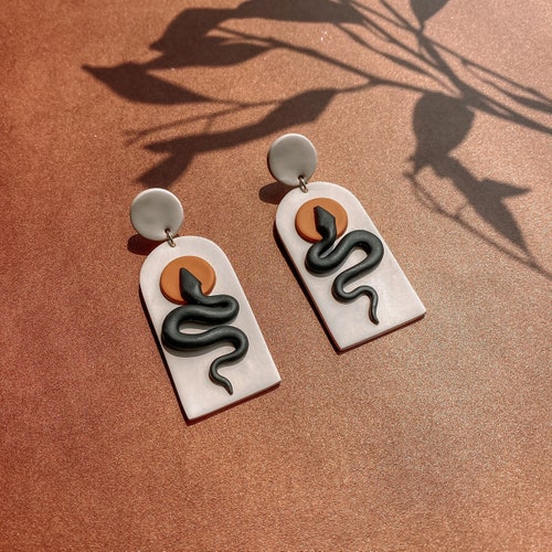 Snake Earrings Handmade Polymer Clay Earrings Kundalini Etsy
