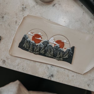 Handmade Polymer Clay Earrings | Mountain Landscape | Nickel Free