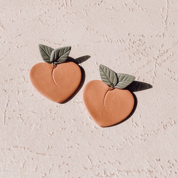 Peach Earrings | Handmade Polymer Clay Earrings | Just Peachy | Peaches | Nickle Free