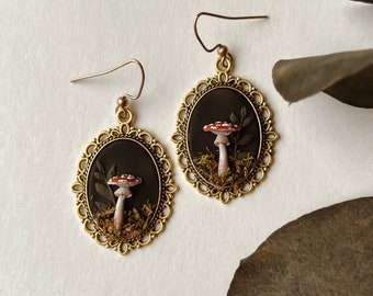 Mushroom Earrings | Handmade Polymer Clay Earrings | Vintage | Mushroom Art | Nickel Free Hypoallergenic