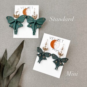 Luna Moth Earrings Handmade Polymer Clay Earrings Cream Nickel Free image 6