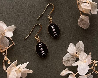 Moon Phase Earrings | Handmade Polymer Clay | Nickel Free Hypoallergenic