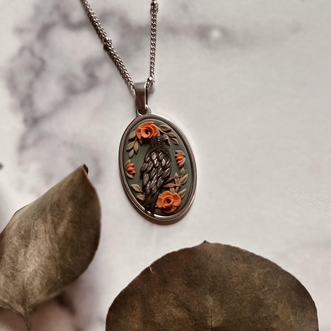 Raven Pendant Necklace with Sodalite Crystal main image 1