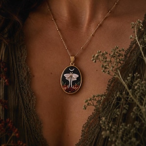 Moth and the Moon Necklace | Handmade Polymer Clay